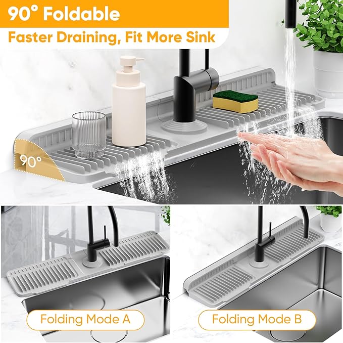 24'' Folding Faucet Mat for Kitchen Sink Splash Guard Kitchen Sink Faucet Mat