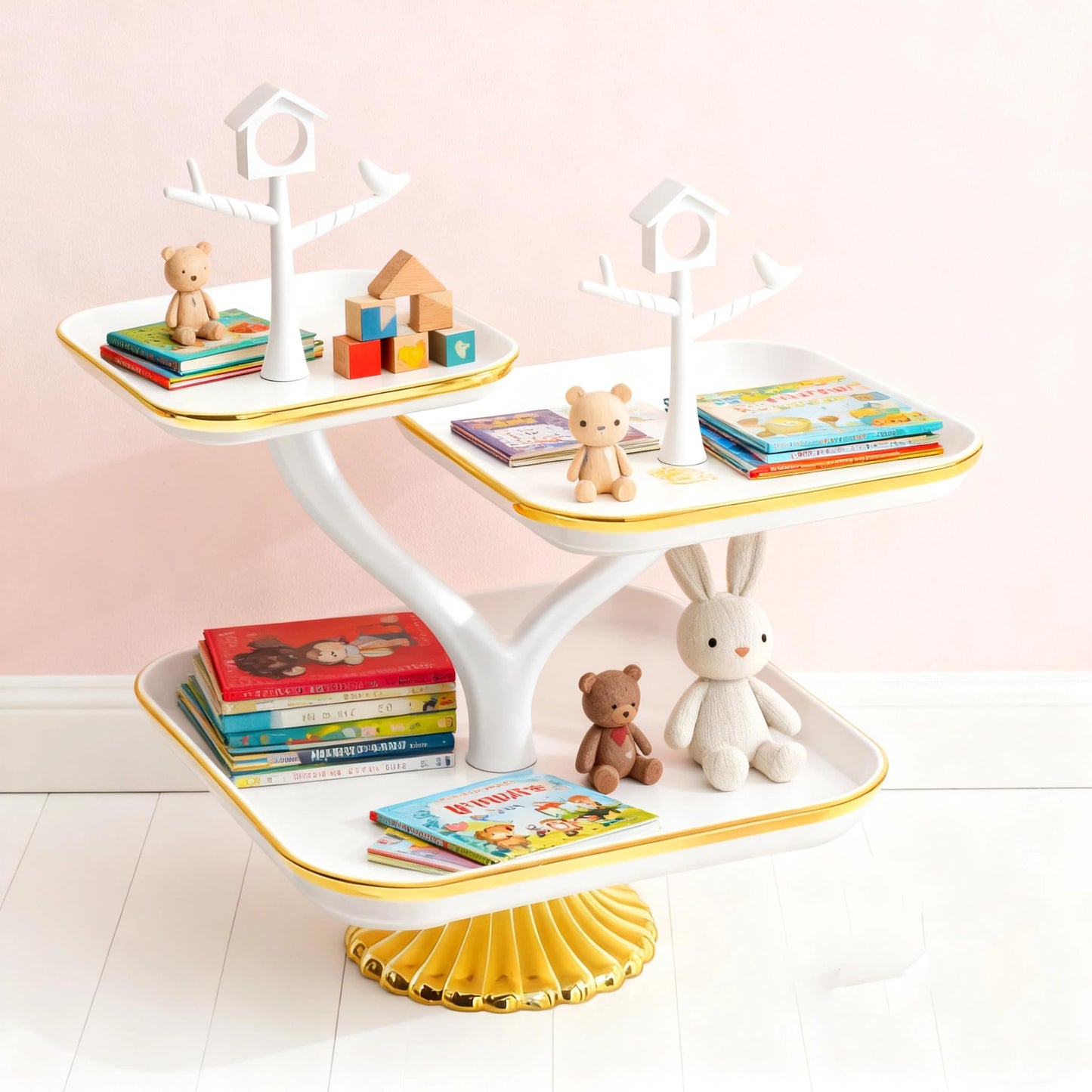 3 Tier Cupcake Stand, Plastic Tiered Dessert Serving Tray, Square Dessert Table Display Set for Cupcakes, Cookies, Macarons, Ideal for Baby Shower, Birthday, Wedding, Tea Party & Home Decor