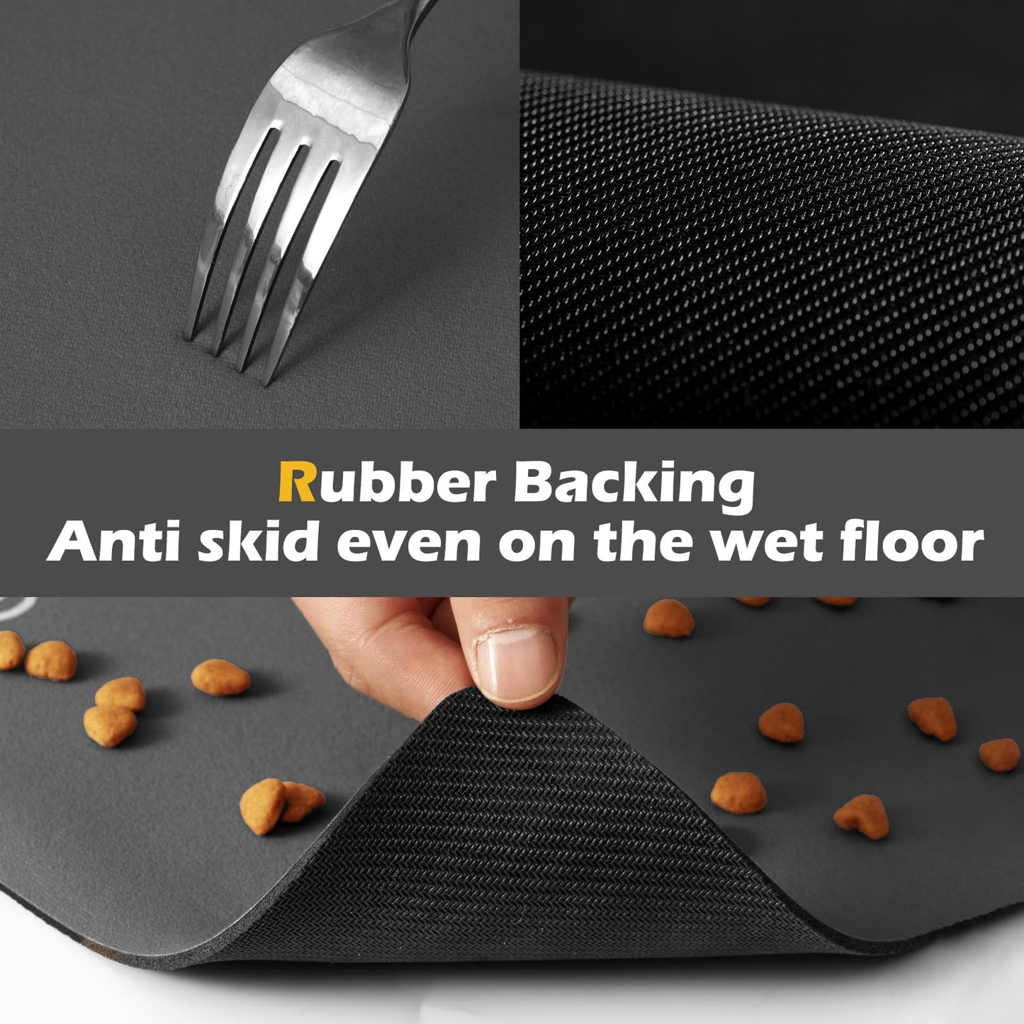 Pet Feeding Mat-Absorbent Dog Mat for Food and Water Bowl-Accessories Pet Supplies-Bowl for Messy Drinkers-No Stains Quick Dry Dog Water Dispenser Mat (16"x24", Dark Grey)