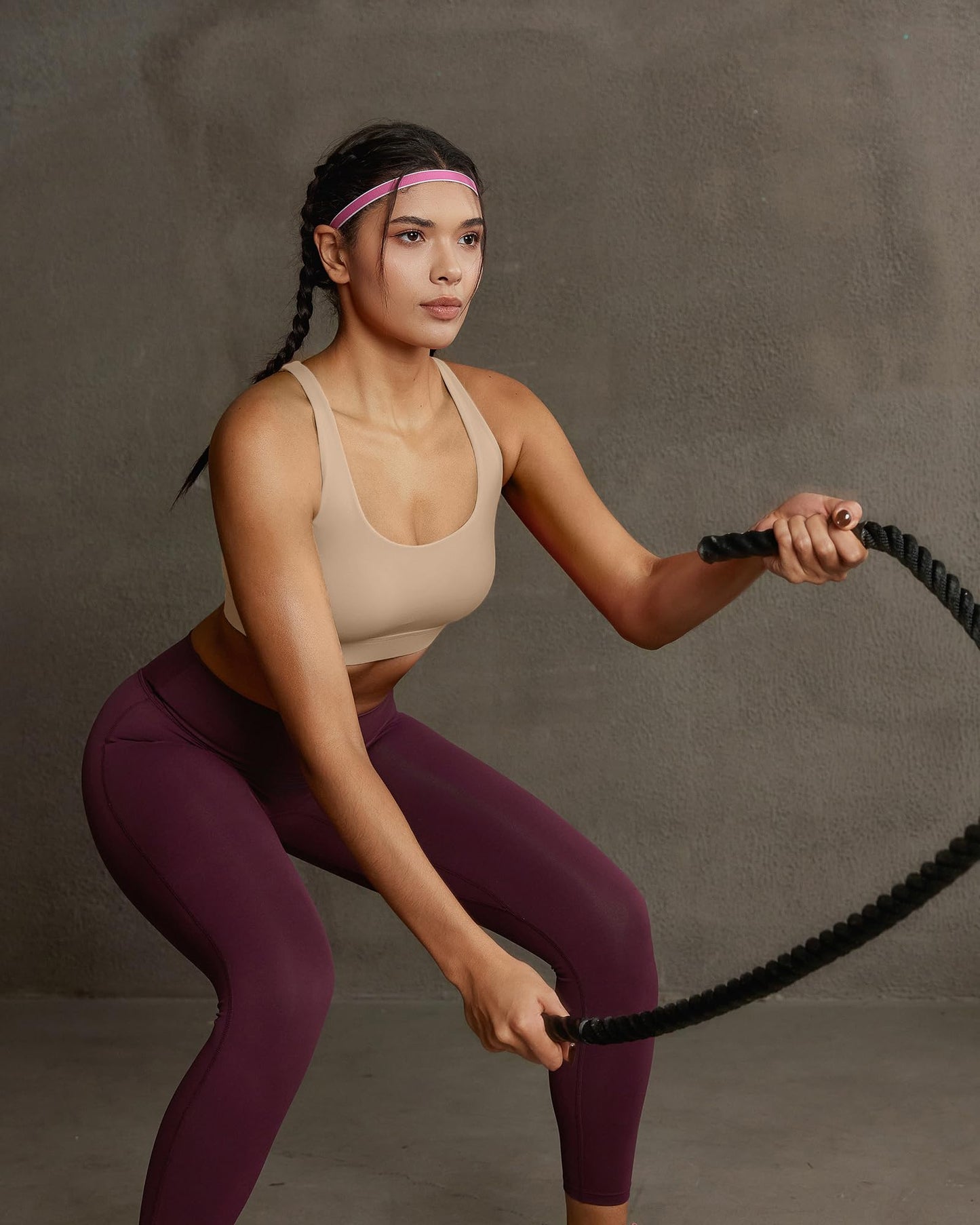 RUNNING GIRL Sports Bra for Women, Criss-Cross Back Padded Strappy Sports Bras Medium Support Yoga Bra with Removable Cups(WX2575 Nude 2XL)