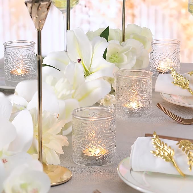 12 pcs Clear Votive Candle Holders, Glass Candle Holders for Home Decor, Tea Light Candle Holder for Wedding Table Centerpiece Decor