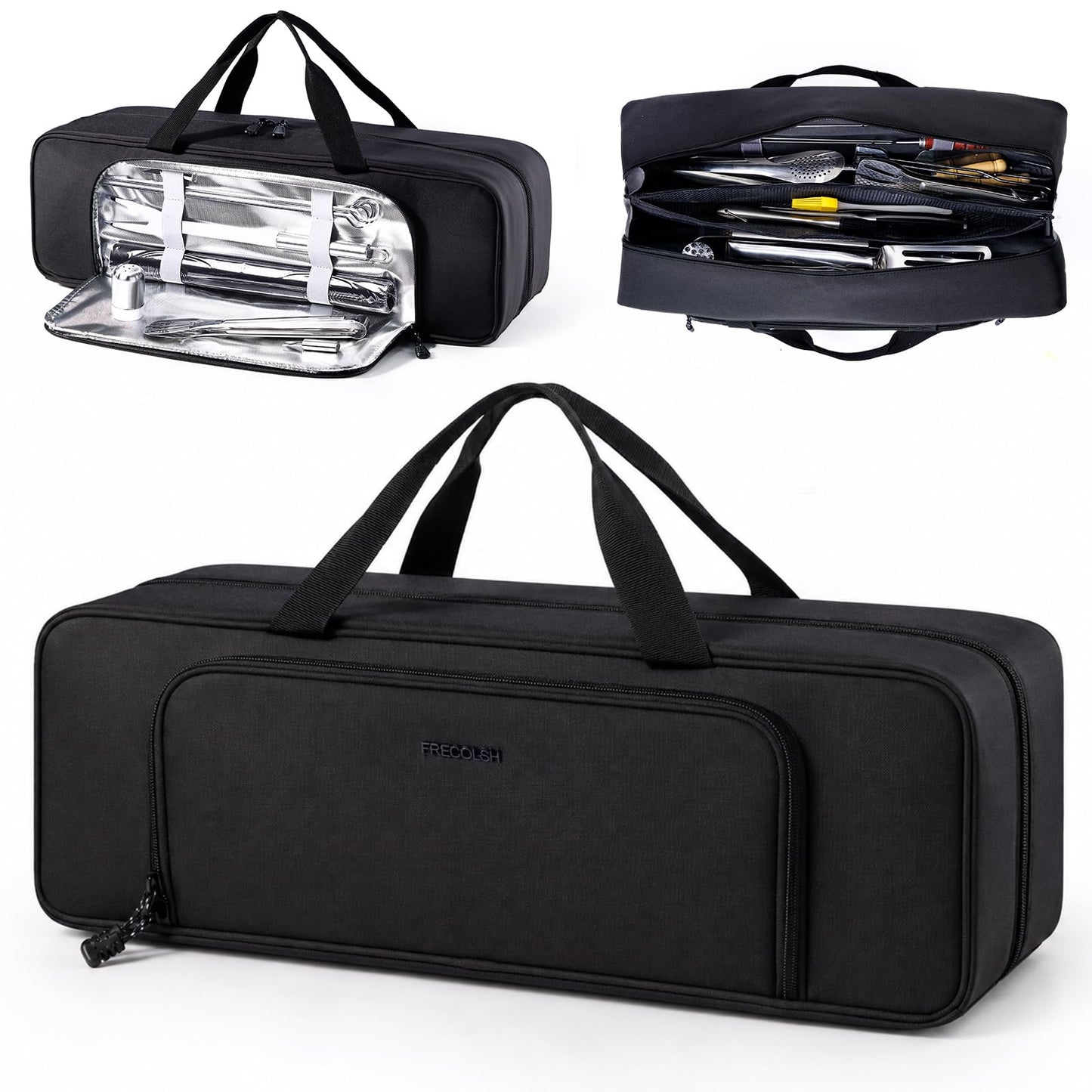 Grill Tool Bag, 22" Heavy Duty BBQ Accessories Organizer with Insulated Lining, Large Grill Utensil Organizer & Caddy for Blackstone Griddle, Camping, Tailgating, BBQ Gifts for Men (Bag Only)