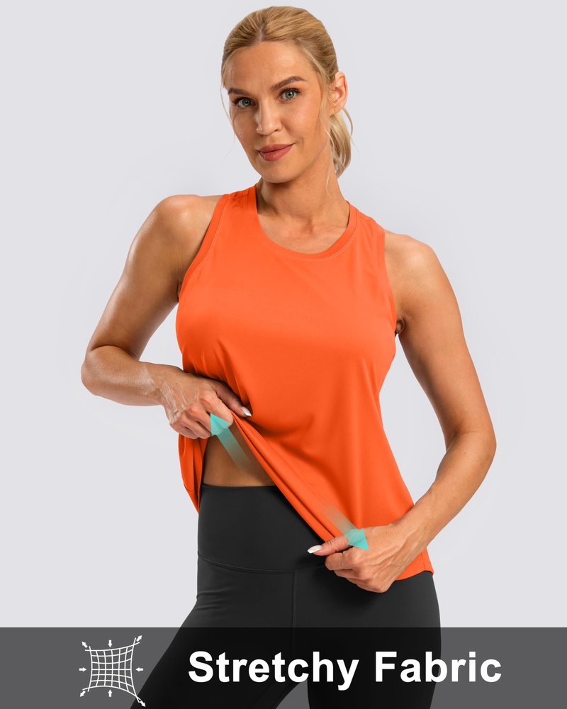 G Gradual Women's Workout Tank Tops Racerback Athletic Yoga Tops Loose Fit Sleeveless Running Gym Sports Shirts for Women(Orange,L)