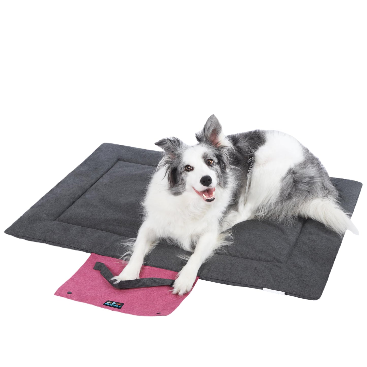 Warfort Outdoor Foldable Dog Mat Durable Teflon-Coated Oxford Material Waterproof Thin Dog pad Travel-Friendly Machine Washable Design for Camping/Car (Dark Grey, Small (27.6 * 19.7 * 1.57 in))