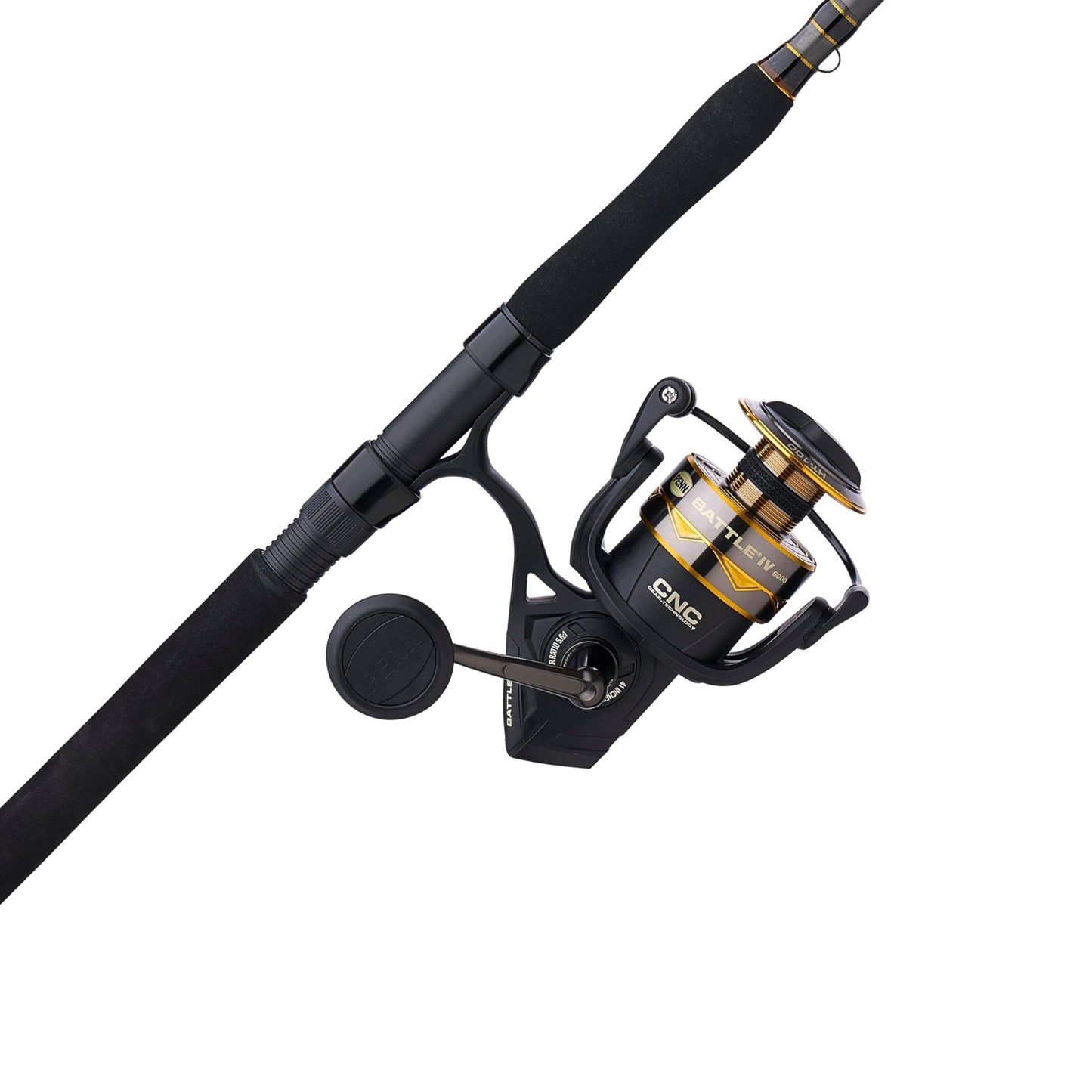 Penn 7' Battle IV Travel Spinning Reel and Fishing Rod Combo Kit, 6000 Reel, CNC Gear Technology, Full Metal Body and Sideplate, HT-100 Drag System, Includes Soft Travel Case and Spare Spool