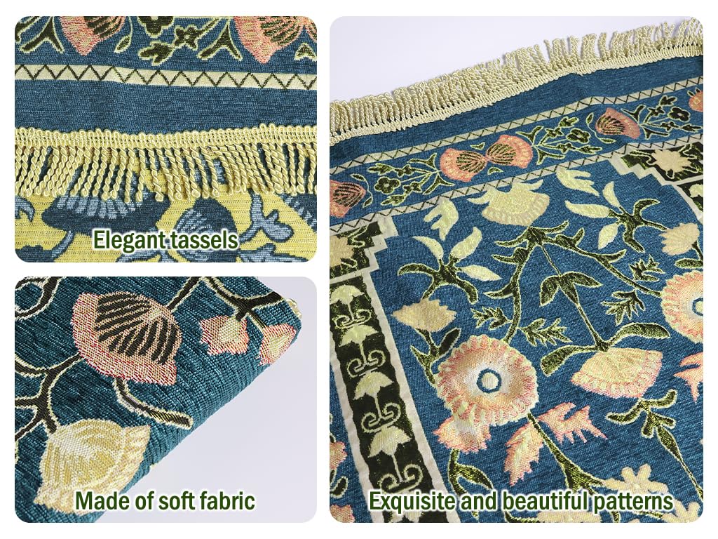 Hitopin Green 2'4" x 3'7" Square Muslim Prayer Rug, with Elegant Design Bags, Soft, Non-Slip, Stable, Perfect for Prayer, Ramadan, Eid al Fitr, Gift