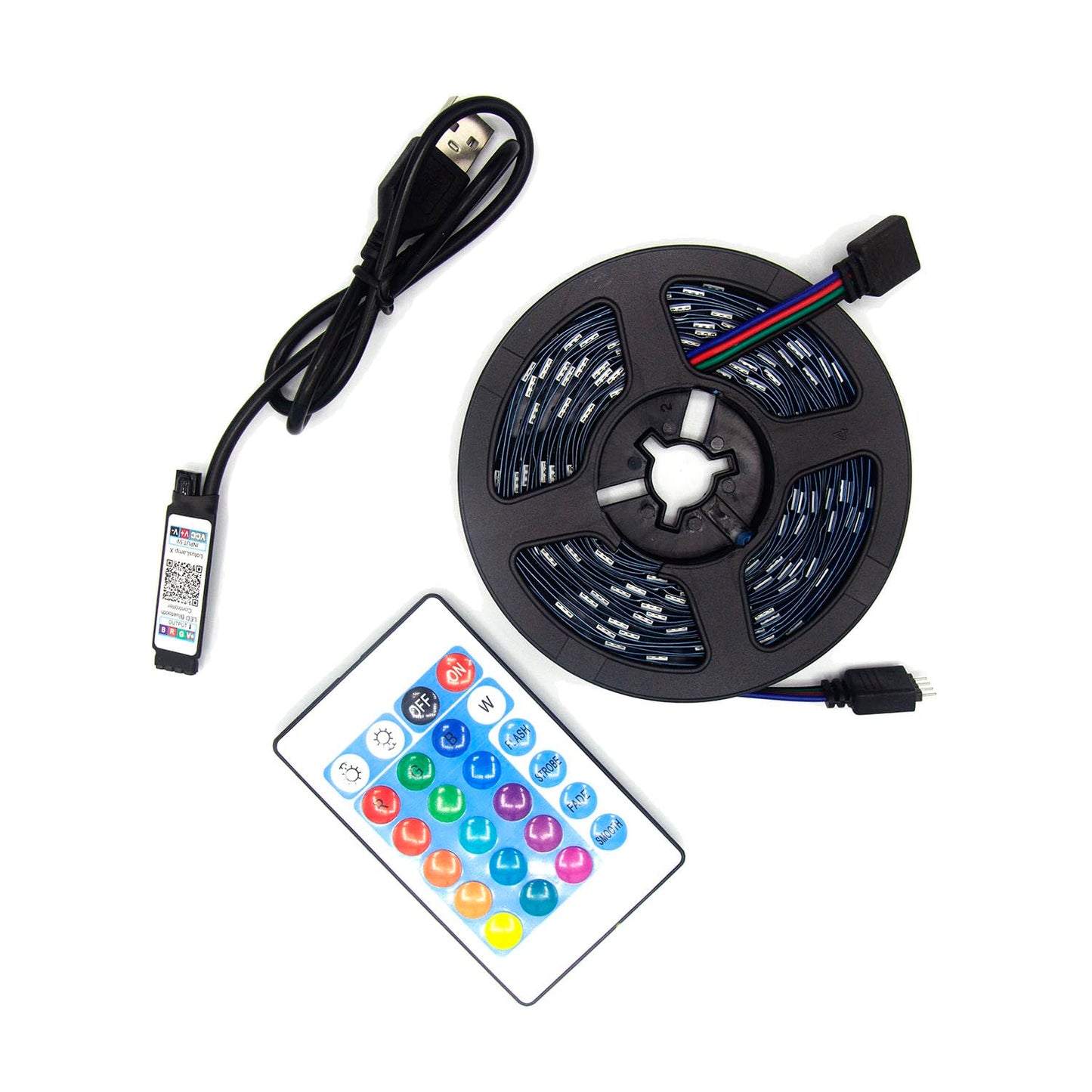 HiCHN LED Strip Lights 16.6 feet (5 Meter) RGB Color with APP and IR Remote 5050 SMD LED 30 Lights Per Meter for Bedroom,Home,TV Backlight with Remote Control (Black, 5 Meter 150 led Lights)