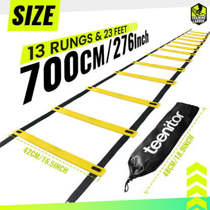 Teenitor Agility Ladder Speed Ladder Training Ladder for Soccer, Speed, Football Fitness Feet Training Carry Bag Agility Training Equipment 13 rungs, 23 feet