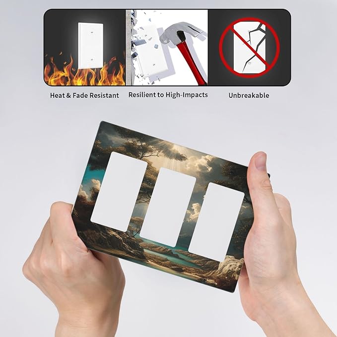 Decorative Art Light Switch Covers Sunburst Over the Wilderness 3 Gang Triple Rocker Outlet Switch plate GFCI Faceplate GFCI for Home Decor