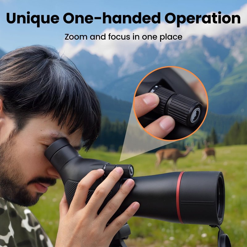 Urbancoast Spotting Scope 20-60x60mm - Waterproof IPX7 Spotter Scope with Phone Adapter and Tripod, Portable for Bird Watching Wildlife observing and Hiking, Black