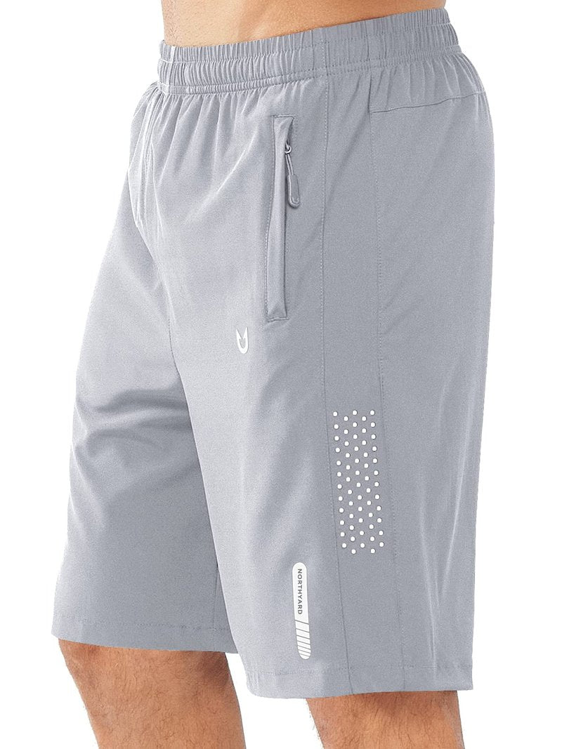 NORTHYARD Men's Athletic Running Shorts Gym Workout 7"/9"/5" Quick Dry Lightweight Sports Basketball Tennis 3 Zipper Pockets GREY-9inch 4XL