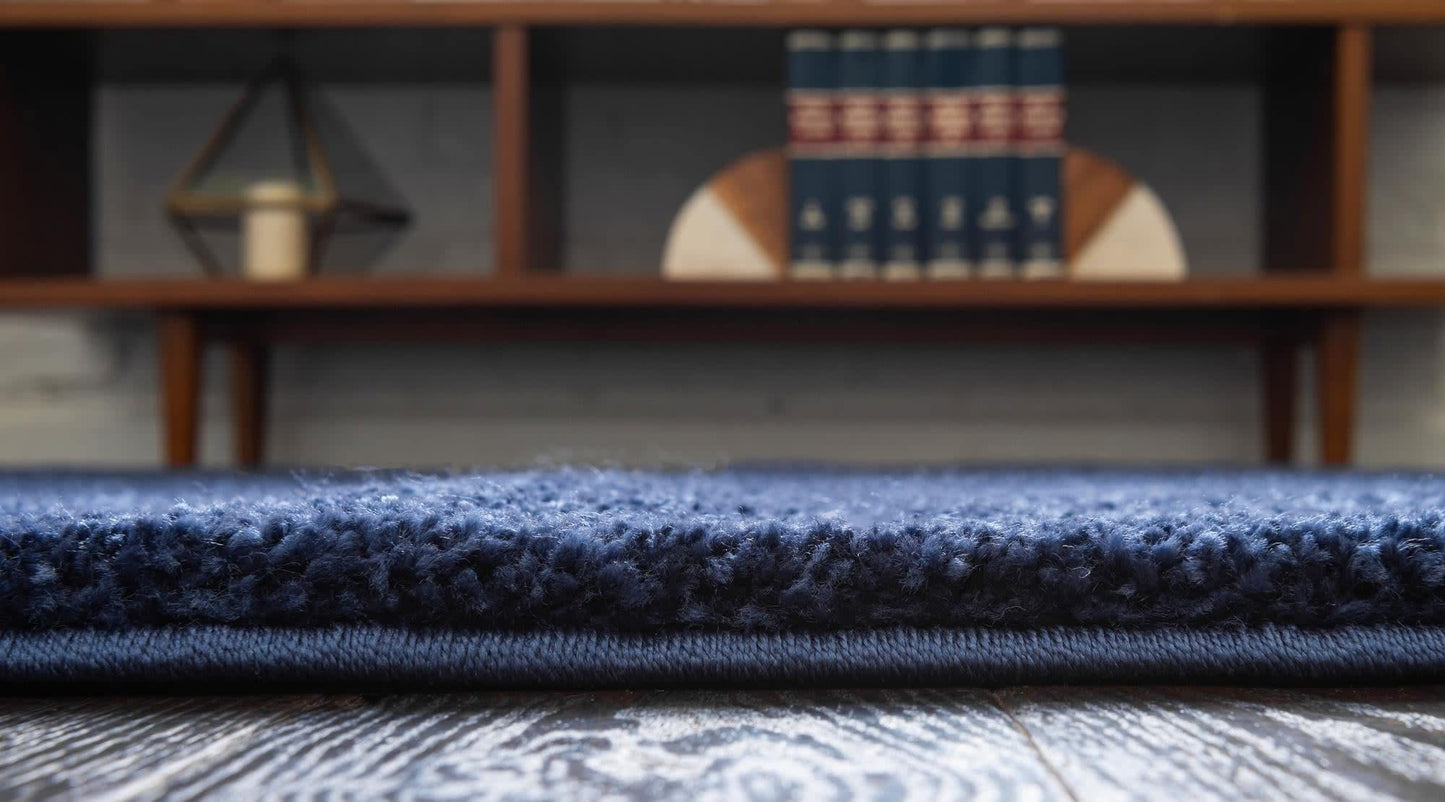 Unique Loom Solo Collection Area Rug - Calabasas (3' 3" x 5' 3" Oval, Navy Blue)