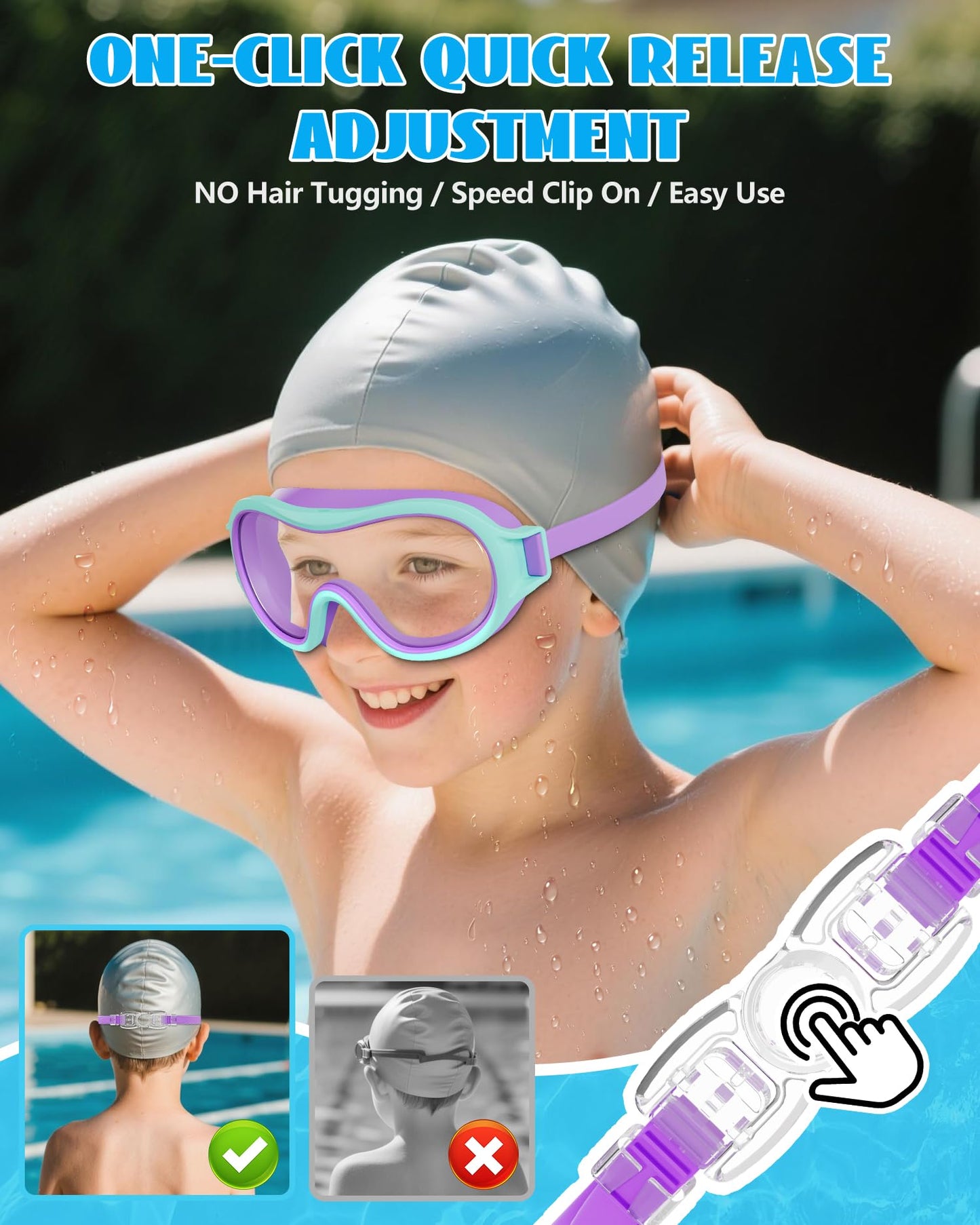 Aegend 2 Pack Swim goggles for Kids 3-15, Anti-Fog Anti-UV Wide Vision Waterproof, No leak Swimming goggles for Boys Girls