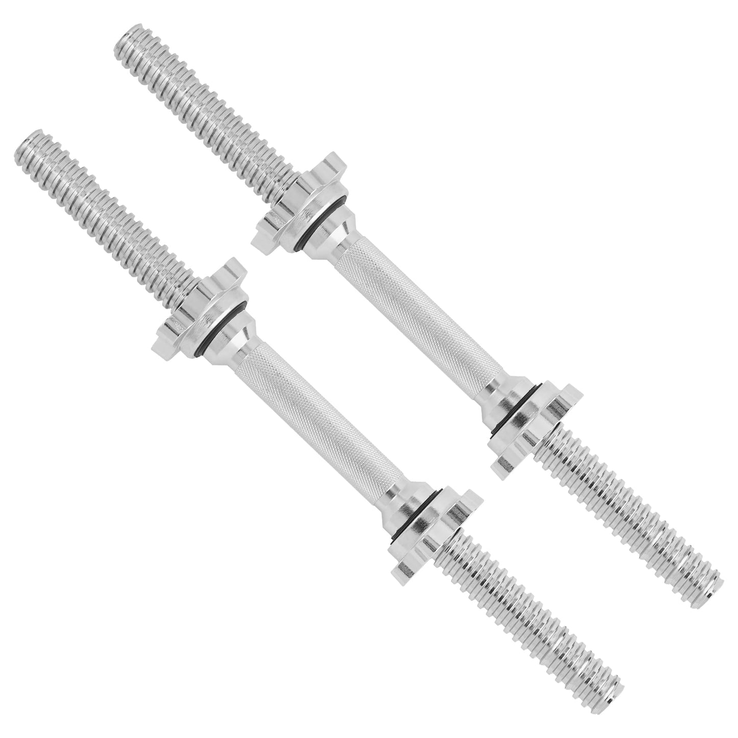 Yes4All Pair of Threaded Dumbbell Handles 14/16/18/24 inch, Chrome/Rubber Grip, Fit 1” Plates, Weight Bar Connector