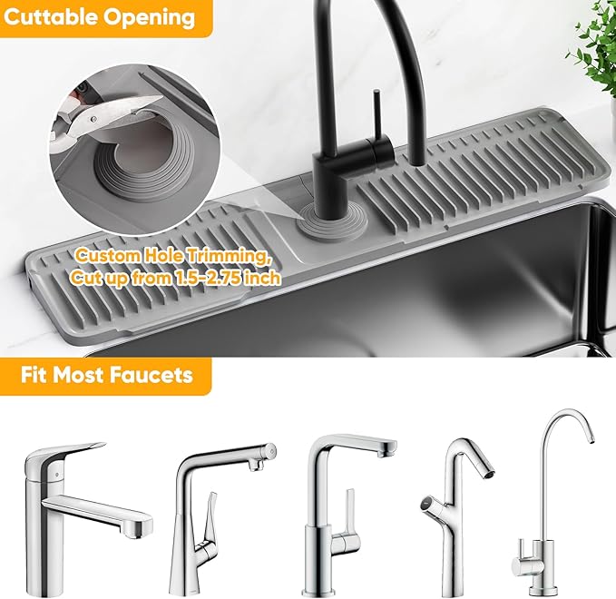 24'' Longer Faucet Mat for Kitchen Sink Splash GuardKitchen Sink Faucet Mat