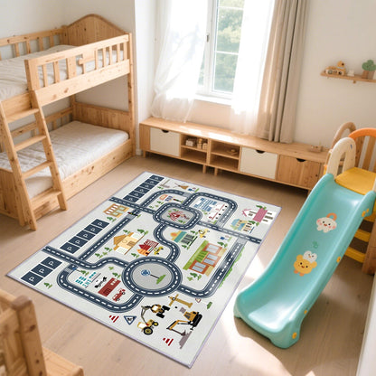 HOJOMACA Kids Rug Mat Carpet 5×7ft, Car Rugs for Kids Toy Cars, Non Slip Floor Mats for Children, Educational Area Play Rugs for Children's Playroom Bedroom