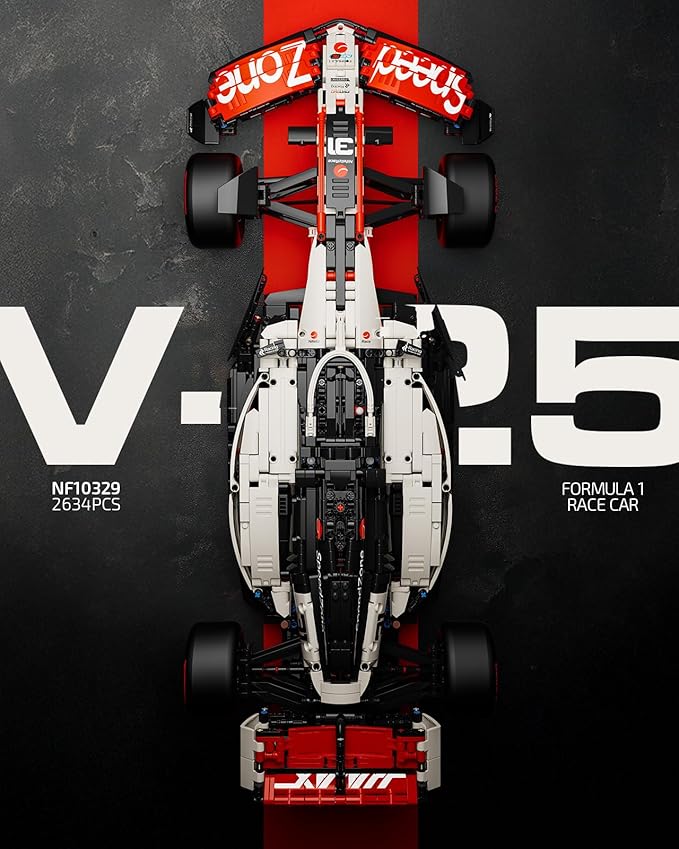 Nifeliz V25 F1 Racing Car Model Set 1:8 Scale Car Building Set for Adults Collectible and Display Gift for Racing Fans (2634 PCS NF10329)