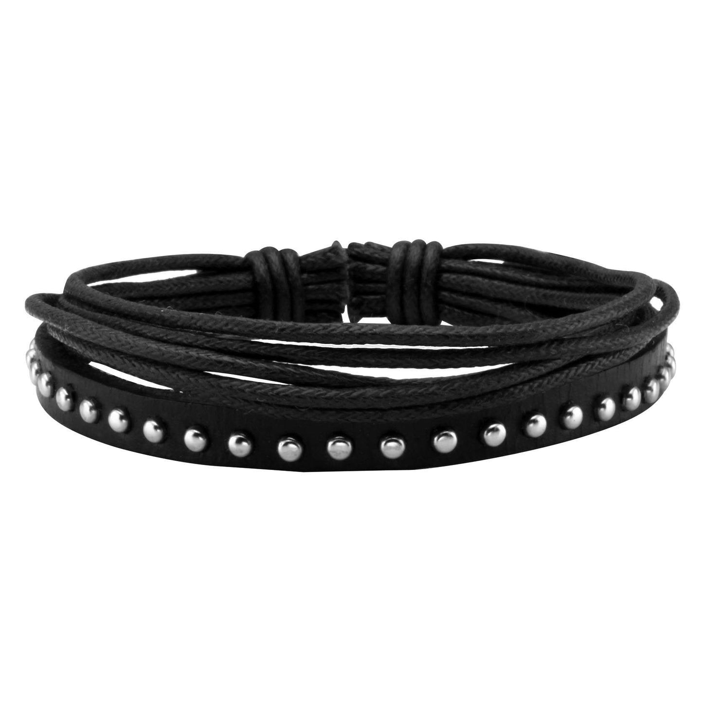 Eigso 6 Pcs Braided Leather Bracelets for Men and Women Punk Biker Cuff Bracelet Adjustable with Wood Beads