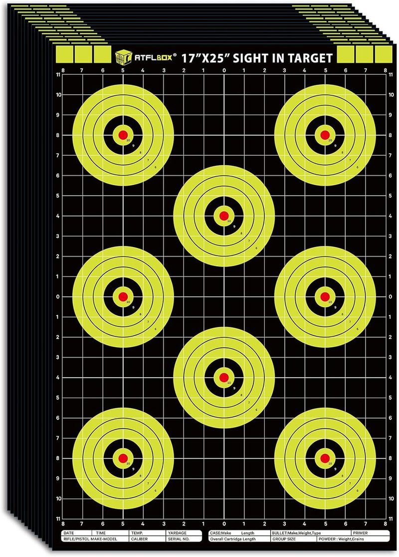 High-Visibility Bullseye Shooting Targets - 17x25 Inch Paper Targets for Handgun, Rifle, Airgun | Perfect for Shooting Range