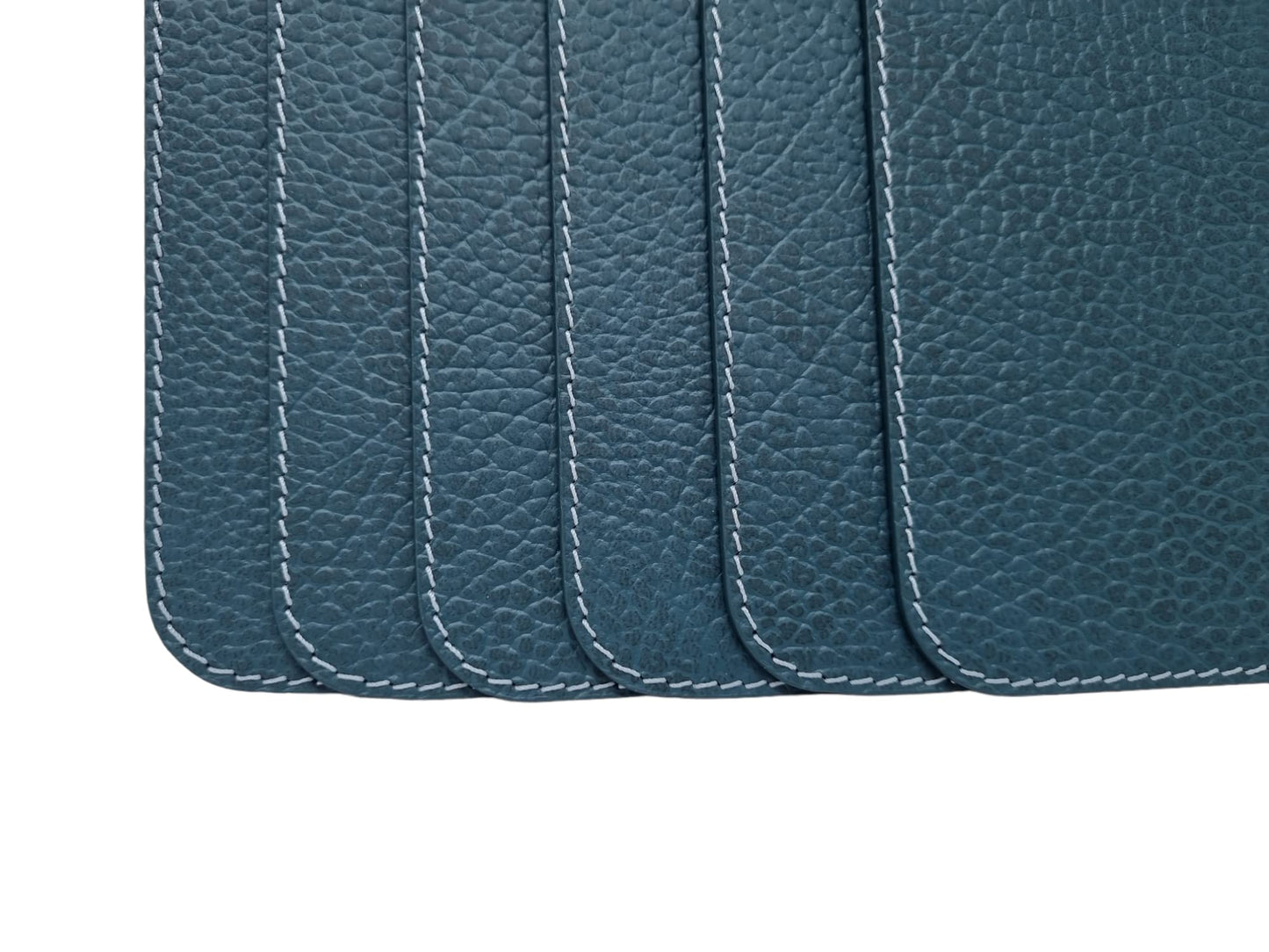 Nikalaz Set of 4 Placemats and 4 Coasters Made of Recycled Leather (18''x13'', Petroleum Green)