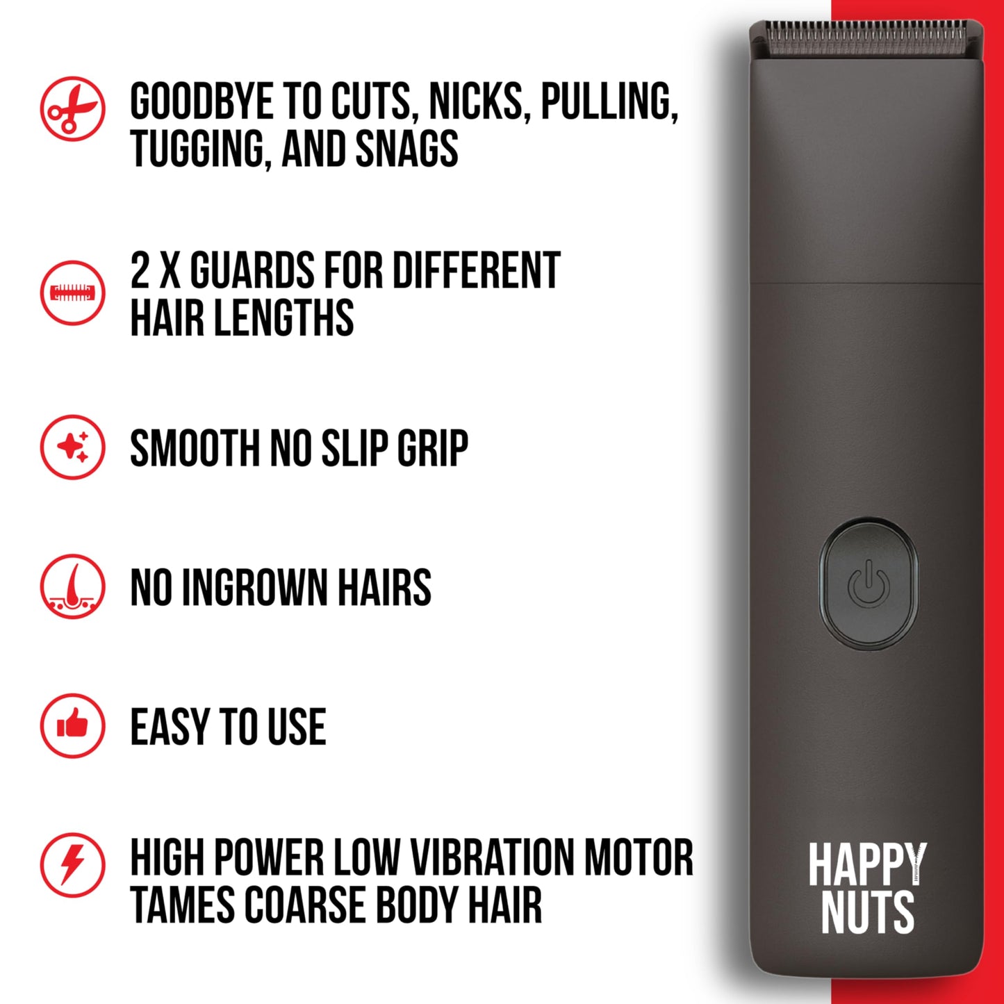 HAPPY NUTS Lumberjack 2.0 Men's Electric Body & Groin Hair Trimmer - Waterproof, Rechargeable Manscaping Kit Plus Foil Shaver - Quiet Motor for Efficient Grooming (Graphite 1.0)