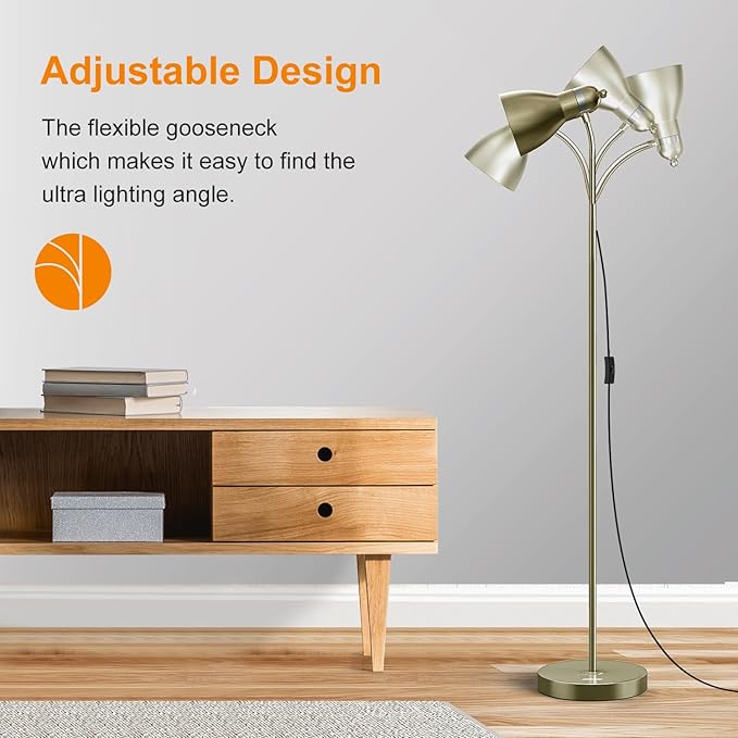 LEPOWER Floor Lamp, Metal Standing Lamp with Adjustable Gooseneck, Heavy Metal Base, Reading Pole Lamp for Office, Floor Lamps for Bedroom, Living Room