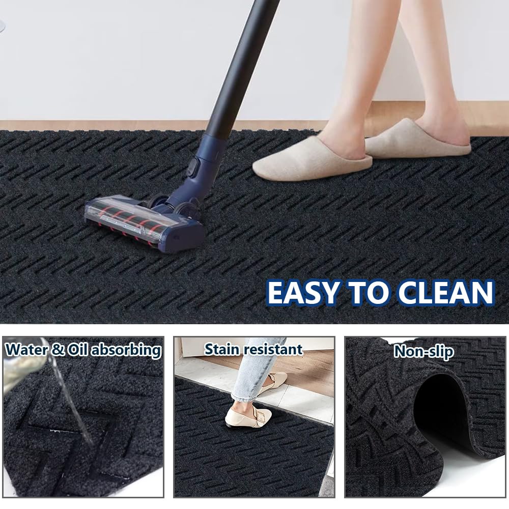 LITA Customized Size Hallway Runner Rug with Rubber Backing, Backed Non-Slip Waterproof, Washable Outdoor Indoor Carpet for Floor, Entryway, Kitchen, Laundry, Balcony, Garage, Gray Triangle, 2' x 6'