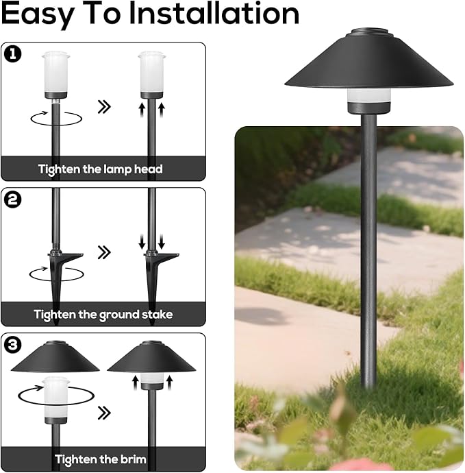 Banord Outdoor Landscape Path Lights, 4 Pack LED Pathway Lights, Low Voltage Garden Lighting Wired with IP65 Waterproof for Walkway Yard Garden