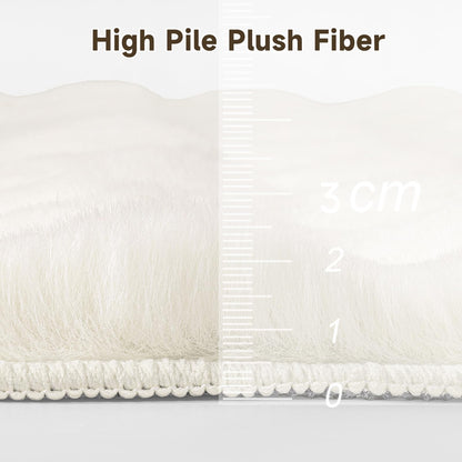 Pauwer Area Rugs for Living Room, 6x9 Fluffy Faux Fur Rug Non Slip Machine Washable Soft Shaggy Indoor Floor Carpet for Bedroom Dorms Playroom, Cream