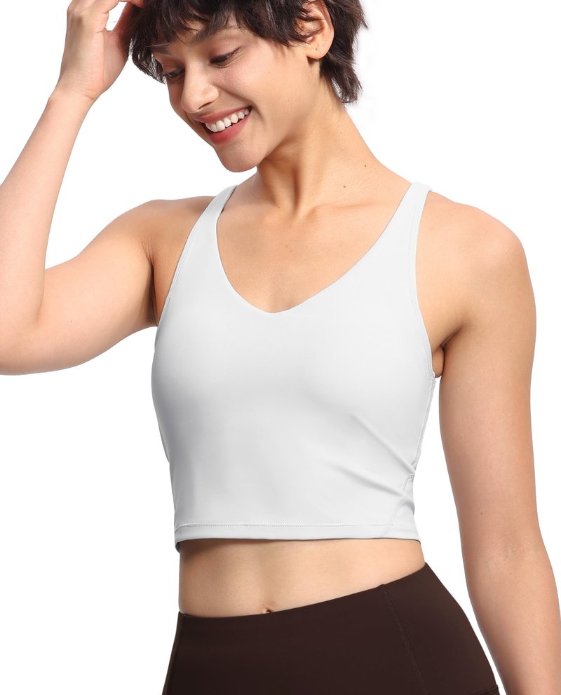 Women’s Longline Sports Bra Wirefree Padded Medium Support Yoga Bras Gym Running Workout Tank Tops