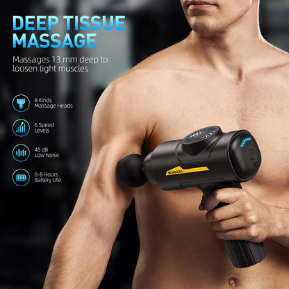 Massage Gun,Massage Gun Deep Tissue for Pain Relief with 7 Massage Heads & 6 Speeds and Carrying Case (Green)