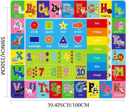 ABC Kids Playroom Rug – Extra Large Educational Carpet with Letters, Numbers & Animals, Thick Soft Floor Mat for Classroom, Nursery & Preschool (59 x 39.4 Inch)