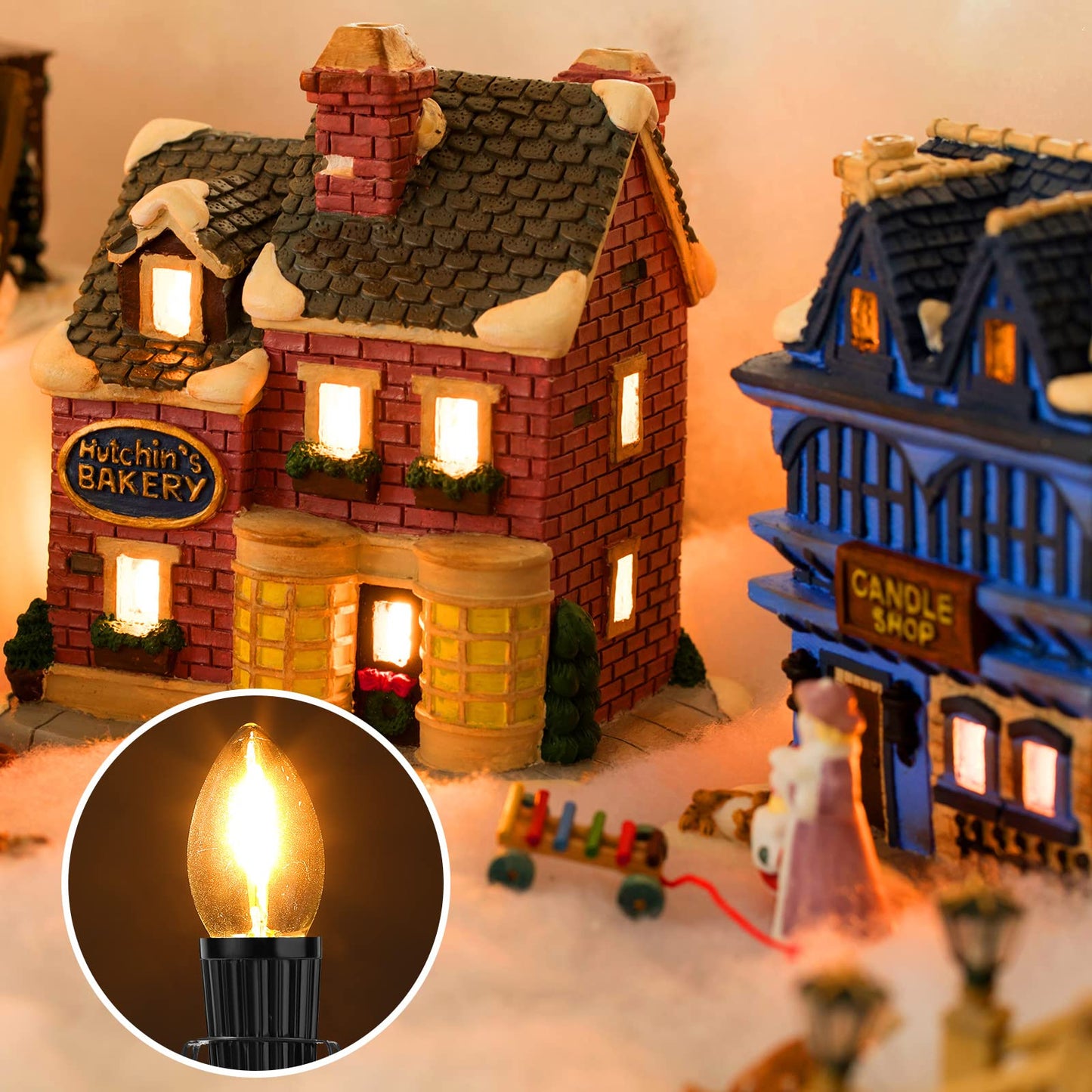 Macarrie 6 Pcs Single Salt Lamp Cord Replacement for Christmas Village E12 Corded Light Bulb Socket with Metal Clip Switch Plugs for Christmas Village House Accessories Crystal Salt Lamps 6 ft (6)
