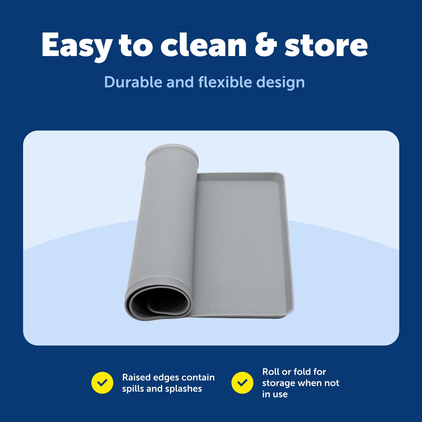 PetSafe Fountain and Feeder Mat, for Dogs and Cats, Silicone Food and Water Placemat, 26 in X 16 in, Waterproof, Dishwasher Safe, Pet Food Mat with Lip