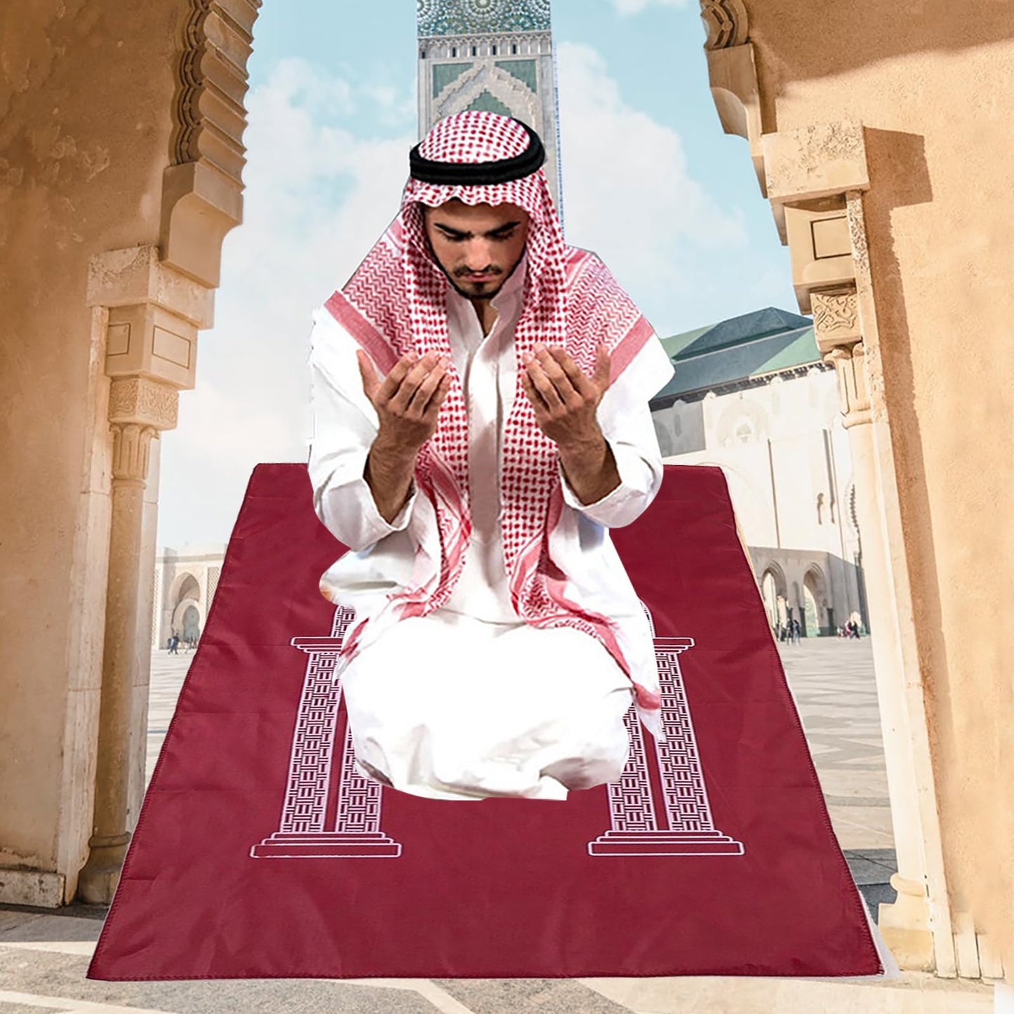 Rooyar Soft Muslims Carpet Prayer Mat Portable Pilgrimages Blanket Prayer Rugs Nonslip Embossed Worship Mat Travel Home Decors