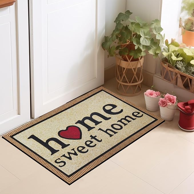CHICHIC Welcome Door Mat 17x 30 Inch Front Doormat Outdoors for Home Entrance Outdoors Mat for Outside Entry Way Doormat Entry Rugs, Heavy Duty Non Slip Rubber Back Low Profile, Simple Home