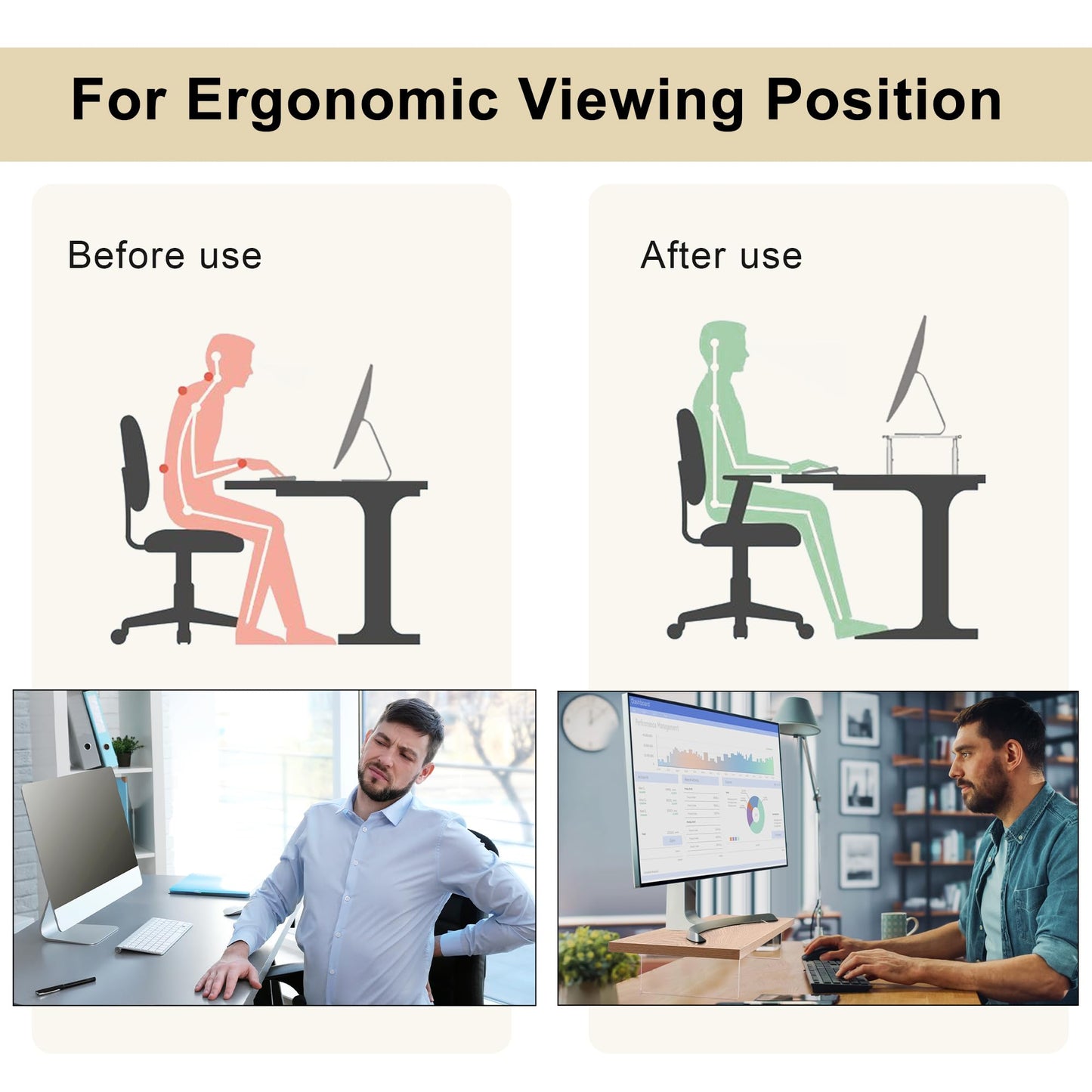 LA QUEENIE Monitor Stand Riser,Wood & Acrylic Computer Monitor Stand with LED Light,Desk Accessories Desktop Organizer Stand for Computer,Laptop,Printer,PC & TV Screen Riser