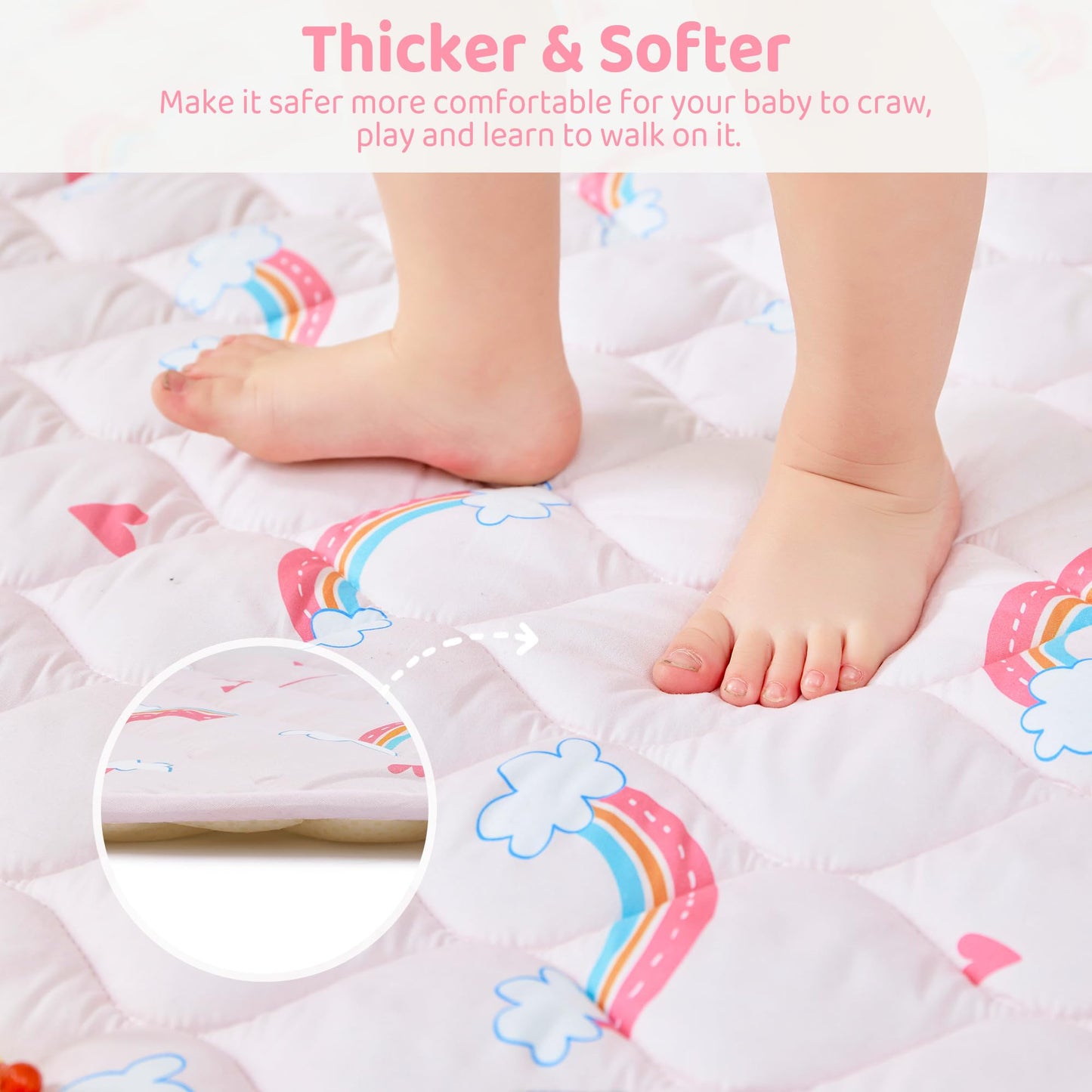 Baby Play Mat, Extra Large&Thick Baby Mat for Floor, 50 x 51 Play Mat for Baby， Foldable Padded Baby Floor Mat