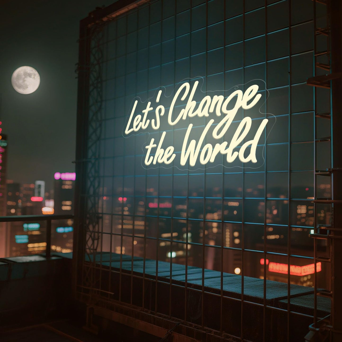 Graduation Neon Sign "Let's Change the World" - Class of 2026 Graduation Party Decorations, Dorm Room Decor, Graduation Gifts Motivational LED Neon Light for Office 14x10 inch