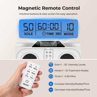KNQZE Foot Massager for Neuropathy, Rechargeable TENS EMS Foot Nerve Circulation Stimulator with 10 Modes 50 Intensities, 4 Body Pads, Relieve Cramps, Plantar Fasciitis, Gifts for Mom Dad