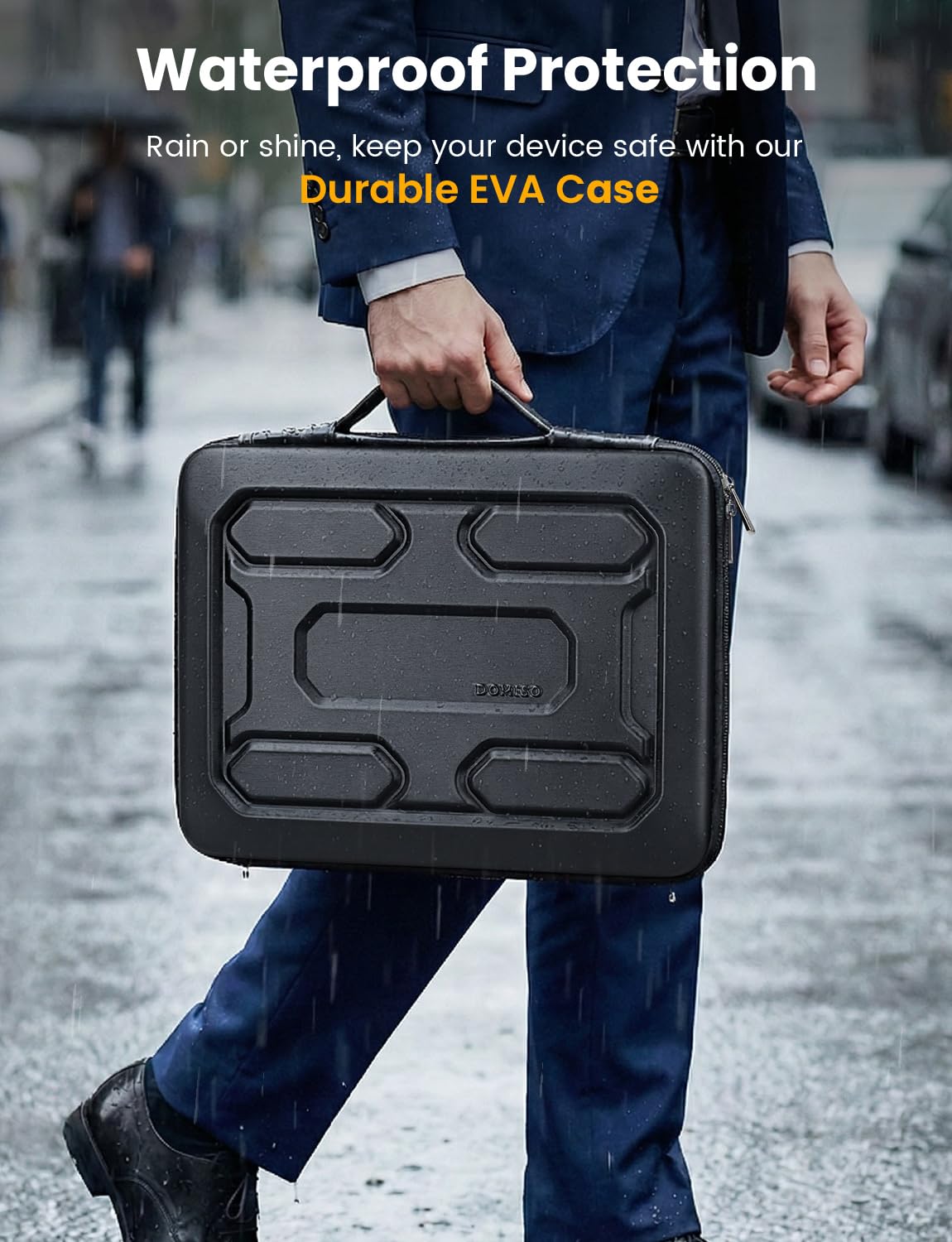 DOMISO Laptop Hard Case 17-17.3 inch Waterproof Shockproof Hard Shell Laptop Sleeve with Handle & Storage Pocket, Compatible with MacBook, HP, Dell, Black