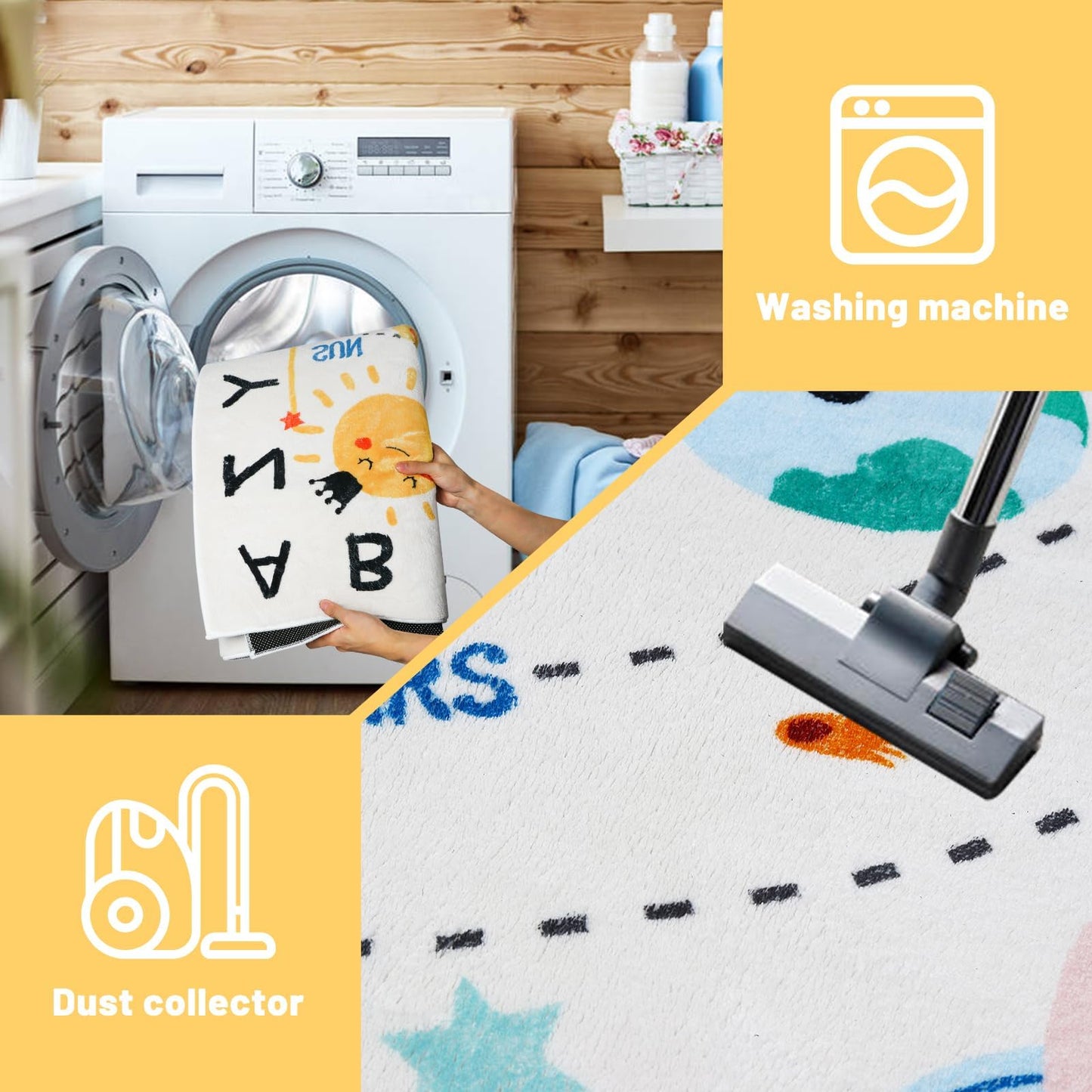 LTKOUGFAM ABC Space Kids Rug,4'11" x 6'7" Non-Slip Solar System Alphabet Rugs, Washable Rug, Soft Plush Educational Large Rug for Classroom playroom Bedroom Kids Room Decor(for Age 2+)