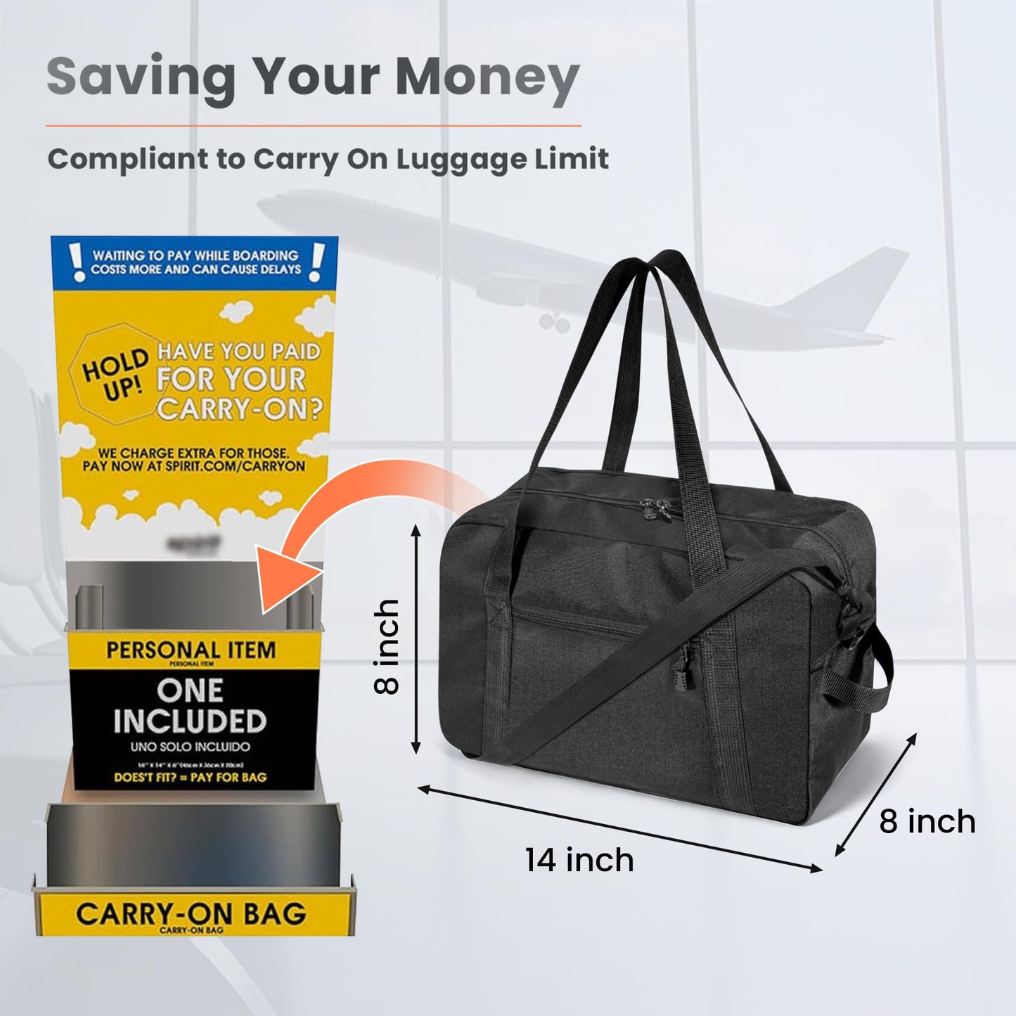 Nouatbog Small Gym Bag 14 Inch Duffel Bag for Women & Men,Waterproof Travel Sports Bags,Mini Gym Duffel with Bottle Holder,Foldable Lightweight Carry On Duffle-Black