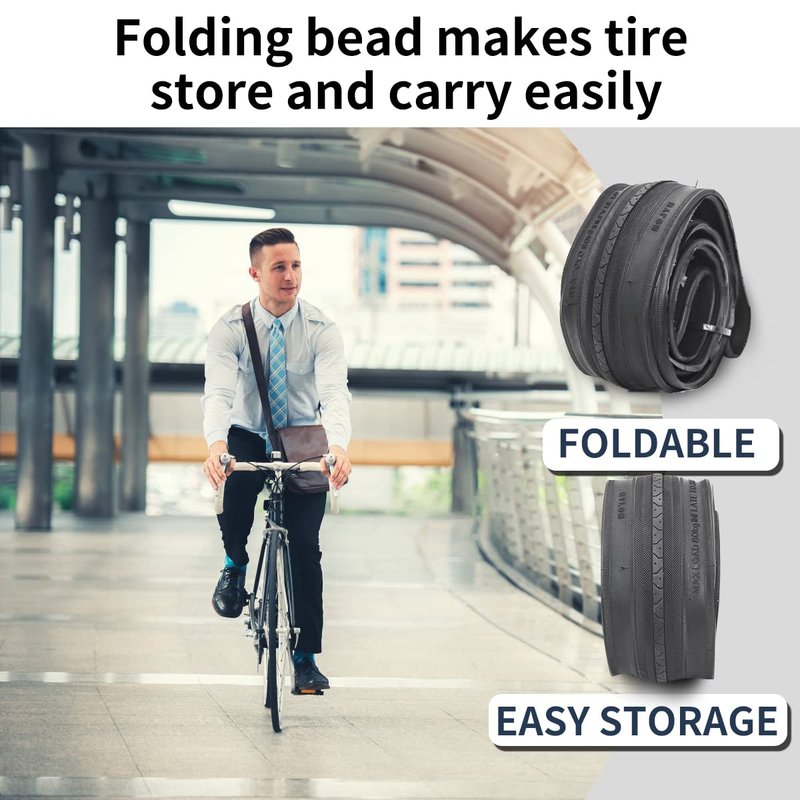 27 X 1 1/4 Bike Tire 27 Inch Road Bike Tires 32-630 Folding Bead Replacement Bicycle Tire Set (1 Tire No Tube)