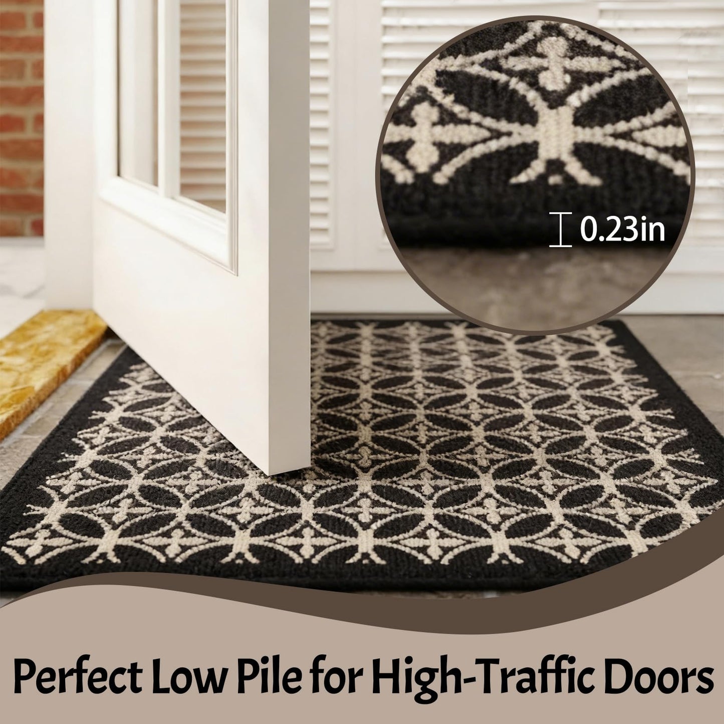 AOUER 20"x32" Door mat Indoor Entrance mats for entryway, Black and White