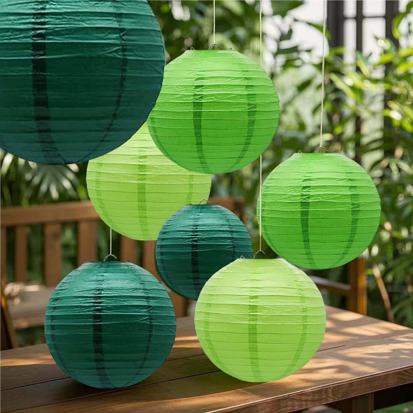KUNYYI Green Paper Lanterns 12Pcs Hanging Lanterns for Birthday Party, Wedding, Home Decor, Baby Shower Festive Decoration