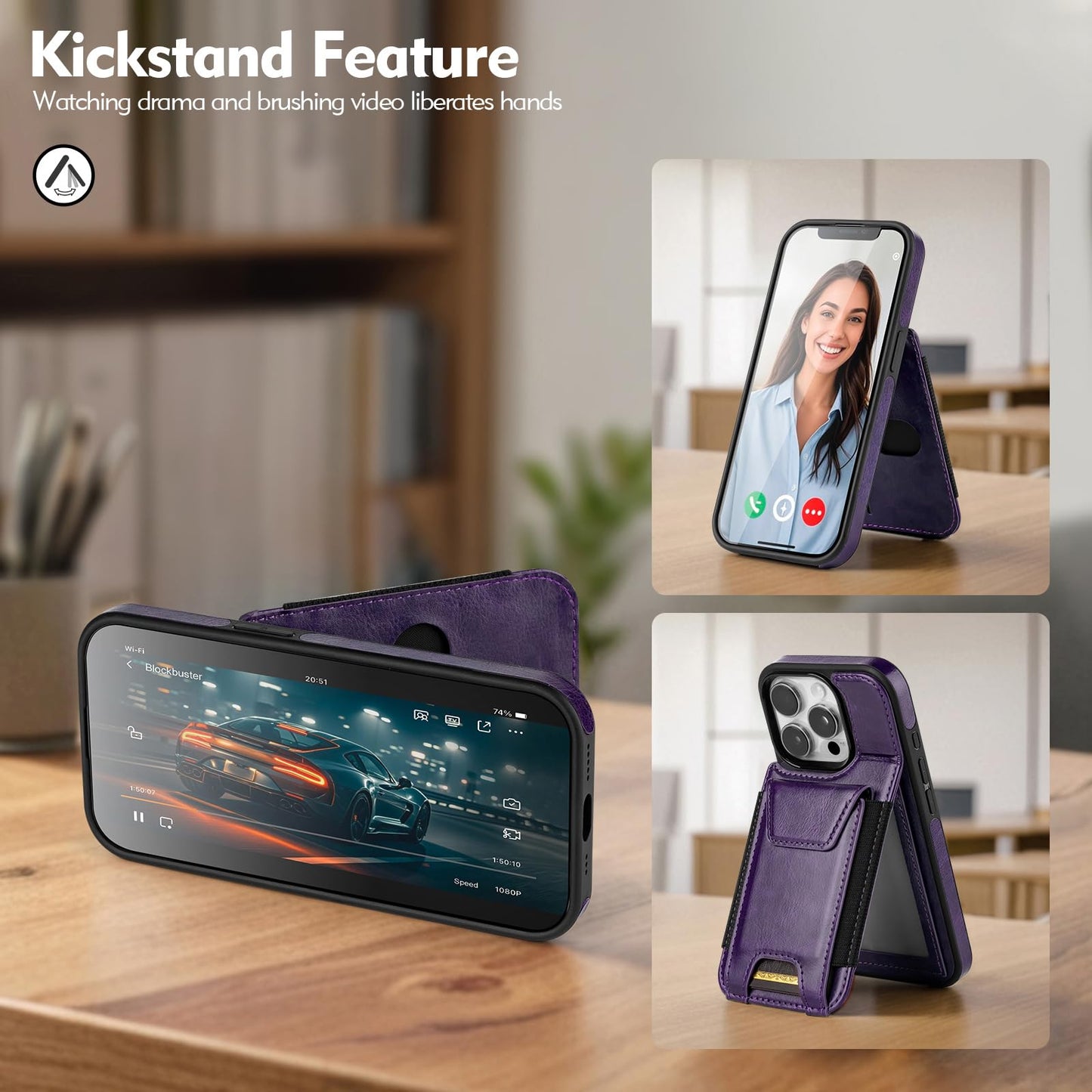 SkyEagle Compatible with iPhone 13 Pro Wallet Case with Card Holder,Women Men Phone Case PU Leather RFID Blocking Shockproof Magnetic Flip Cover Credit Card Slots Kickstand,for Apple 13 Pro,DarkPurple