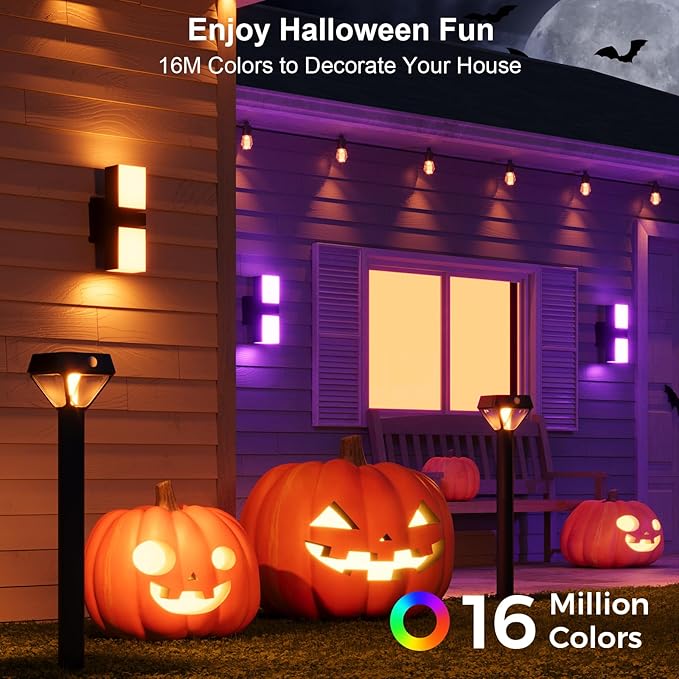 XMCOSY+ Outdoor Wall Light, 1400LM Smart RGBCW Outdoor Wall Sconce Lights, Adjustable Dual-Head LED Porch Light, WiFi APP Control, Alexa Compatible, IP65 Waterproof Outside Lights for House, 1 Pack