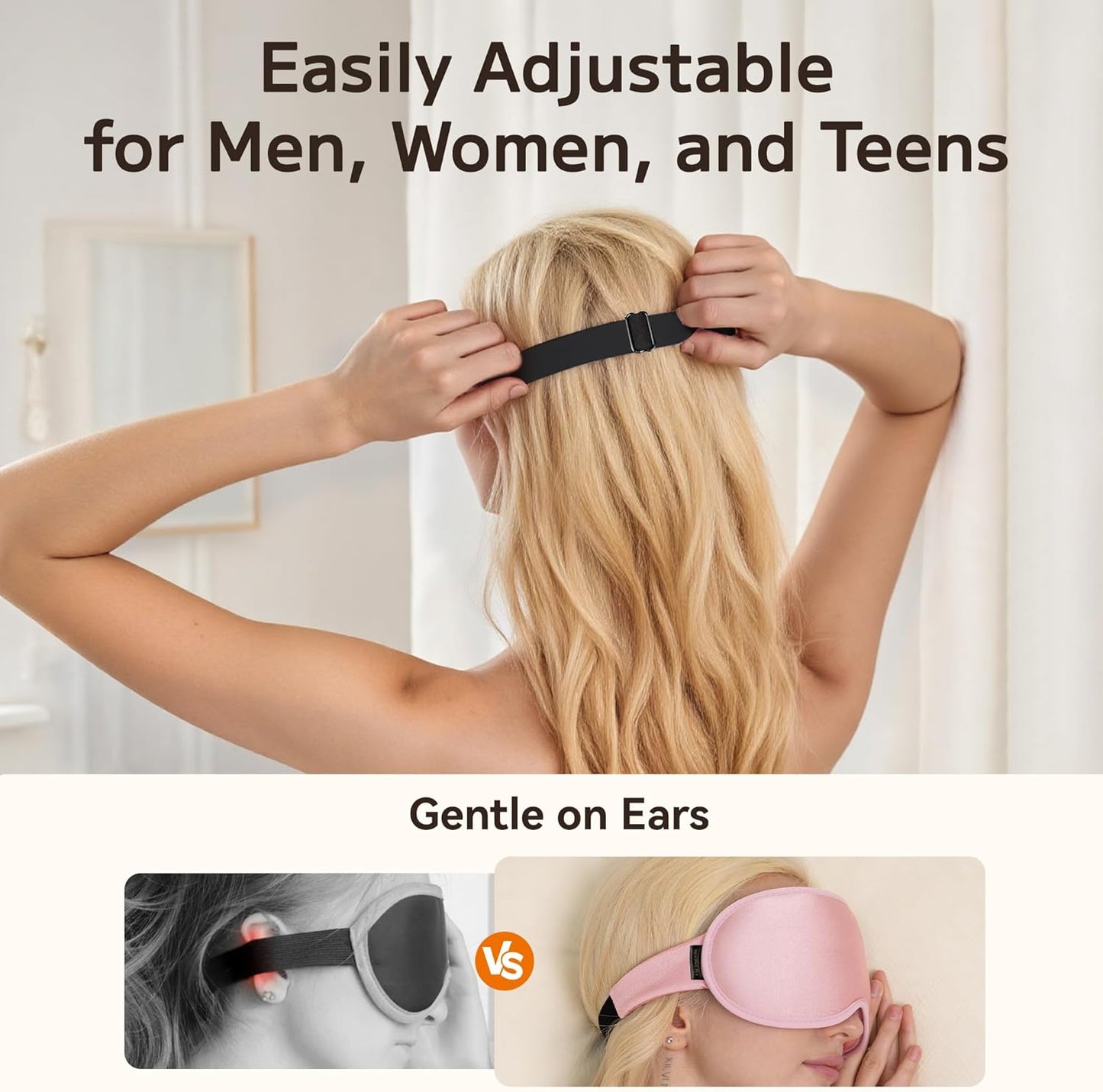 Perfect Weighted Sleep Mask for Falling Asleep Faster - 100% Blackout Eye Masks for Sleep - Zero Eye Pressure 3D Sleep Masks for Women Men, Airplane Travel Essentials, Memory Foam, Black Pink