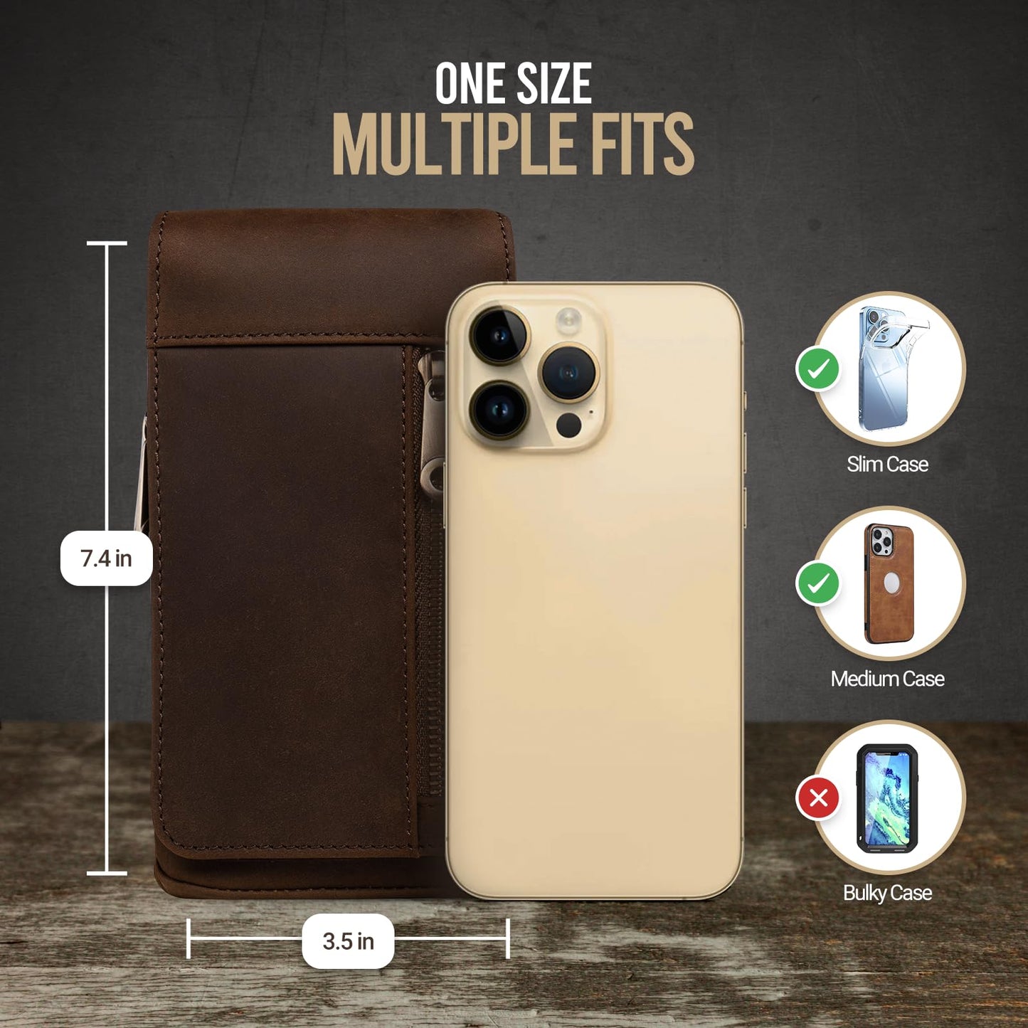 Hengwin Leather Phone Wallet Belt Holster with Card Slots for Daily, Work, Travel, Belt Clip Cell Phone Pouch Case fit for iPhone 17 Pro Max 16/15/14/13 Pro Max Samsung Galaxy S25 Ultra (Retro Brown)